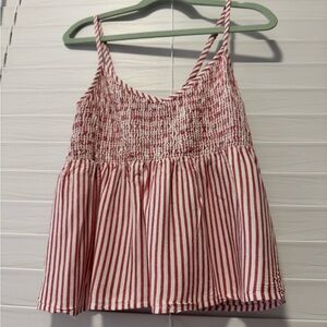 Red and White Striped Women's Top